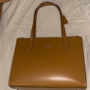 Coach Caramel Nina Smooth Brown Leather Tote Bag